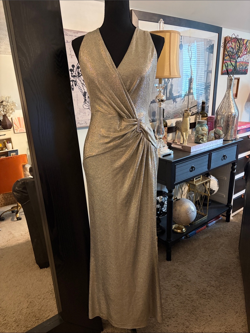 Lauren Ralph Lauren Gold Metallic Maxi Dress